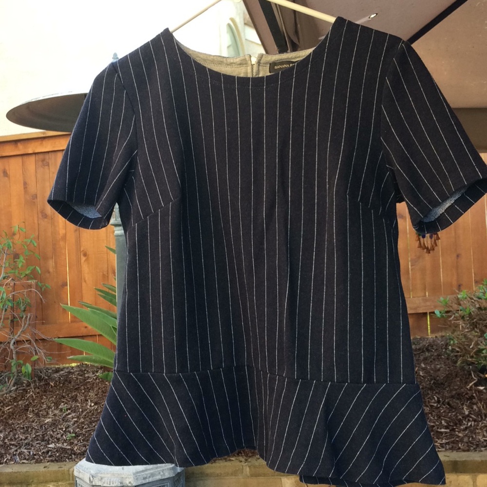 SALE! Banana Republic Navy Stripped Peplum Top